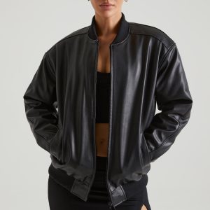 Faux Leather Jacket in Black