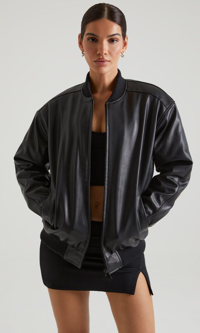 Faux Leather Jacket in Black