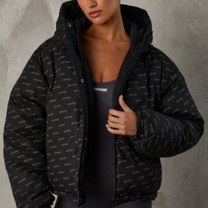 Reversible Hooded Puffer Jacket in Black