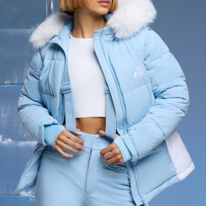 Ski Jacket with Detachable Sleeves in Baby Blue