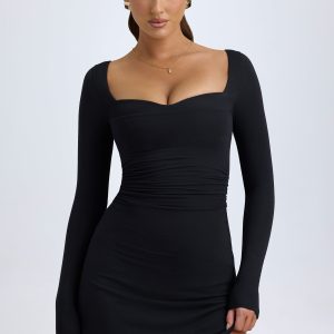 Modal Layered A-Line Mini Dress in Black