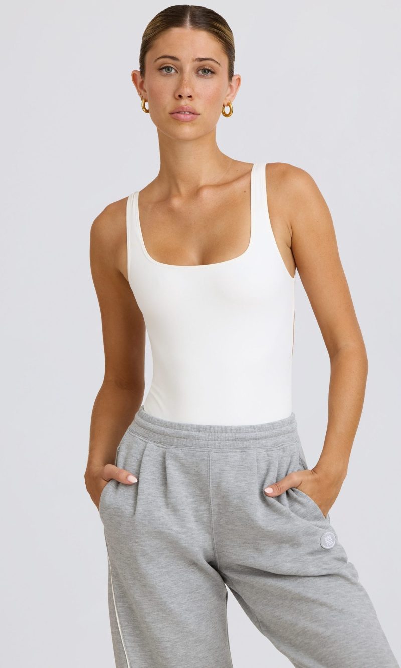 Soft Active Open-Back Bodysuit in White