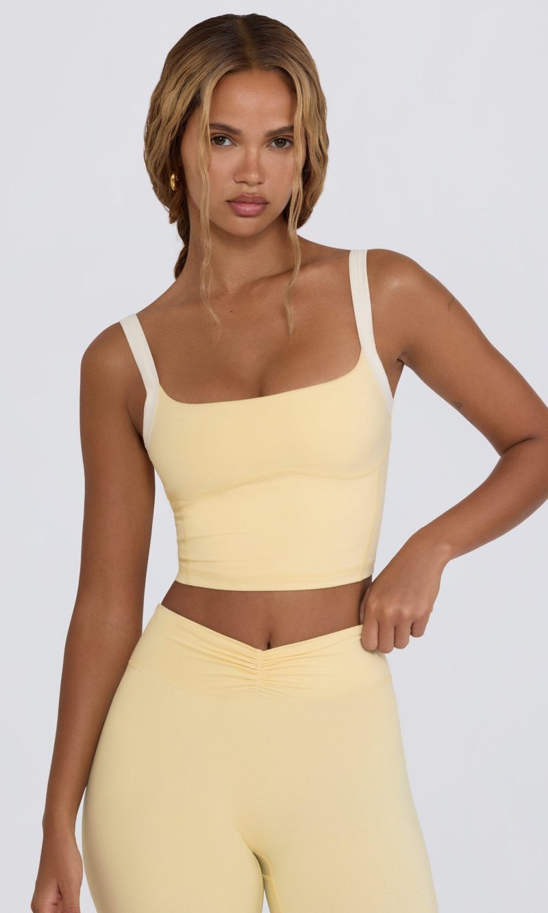 Cropped Tank Top in Lemon Marl