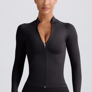 Define Luxe Zip-Up Jacket in Black