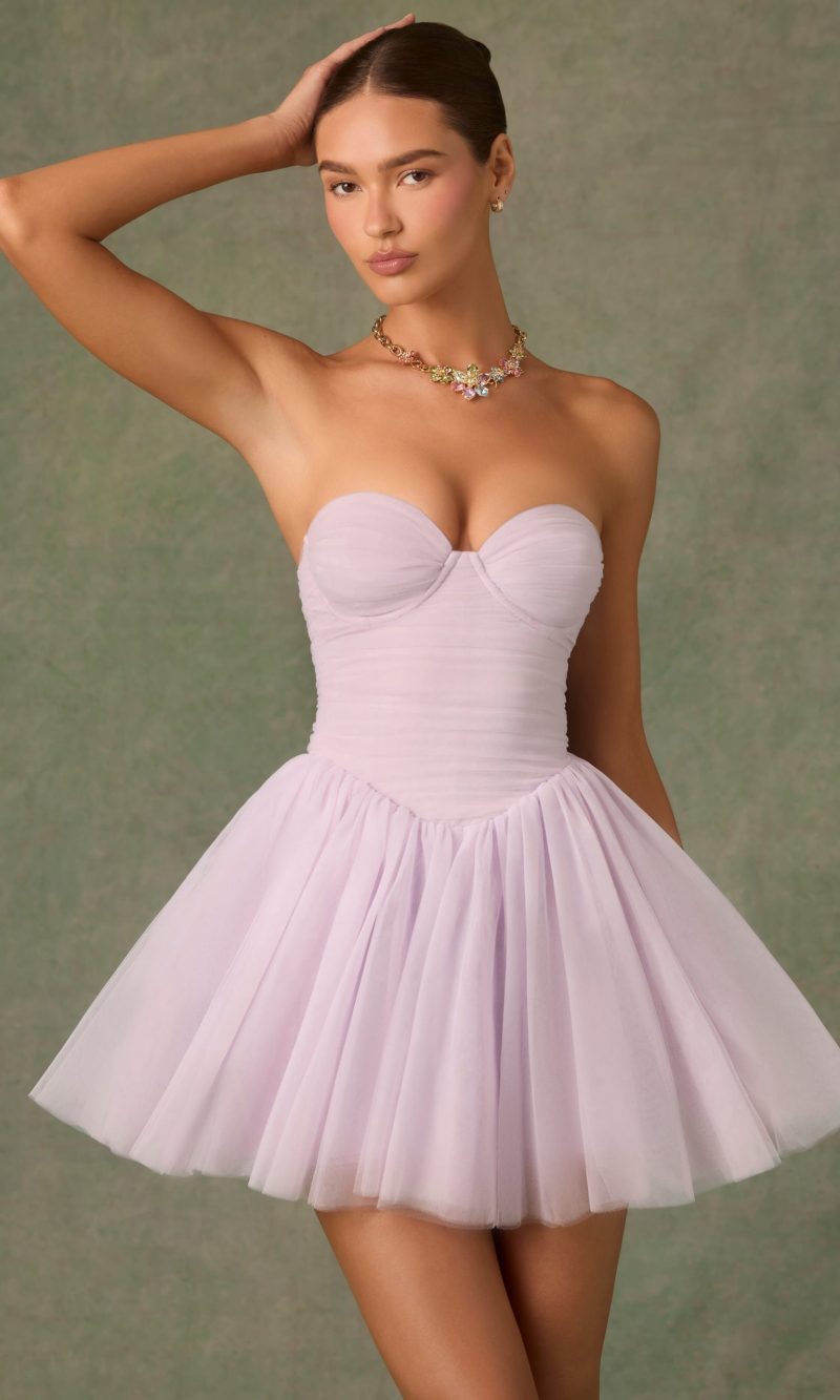 Tulle Corset Mini Dress in Lilac