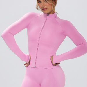 Define Luxe Zip-Up Jacket in Rose