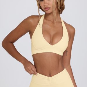 V-Neck Sports Bra in Lemon Marl