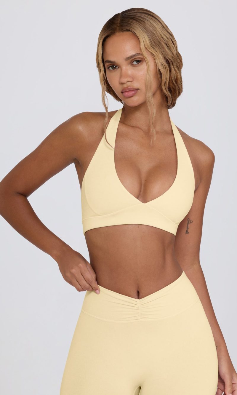 V-Neck Sports Bra in Lemon Marl