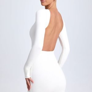 Open-Back Bodycon Mini Dress in White