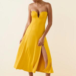 Bandeau Midaxi Dress in Golden Yellow