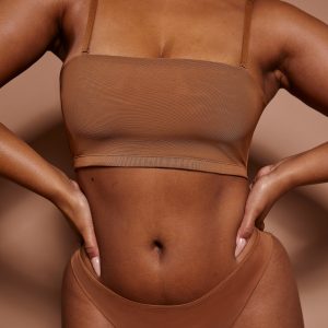 Soft Mesh Bandeau Bra in Almond