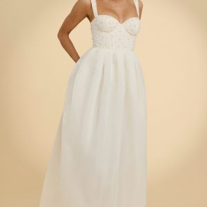 Embellished Corset Gown in White