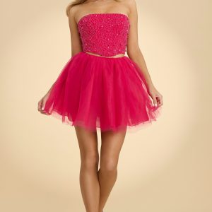 High Waist Tulle Mini Skirt in Hot Pink