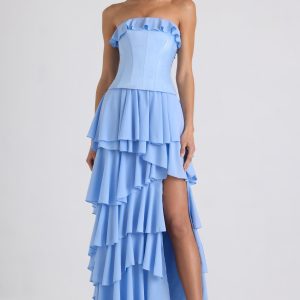 Tiered Corset Gown in Sky Blue