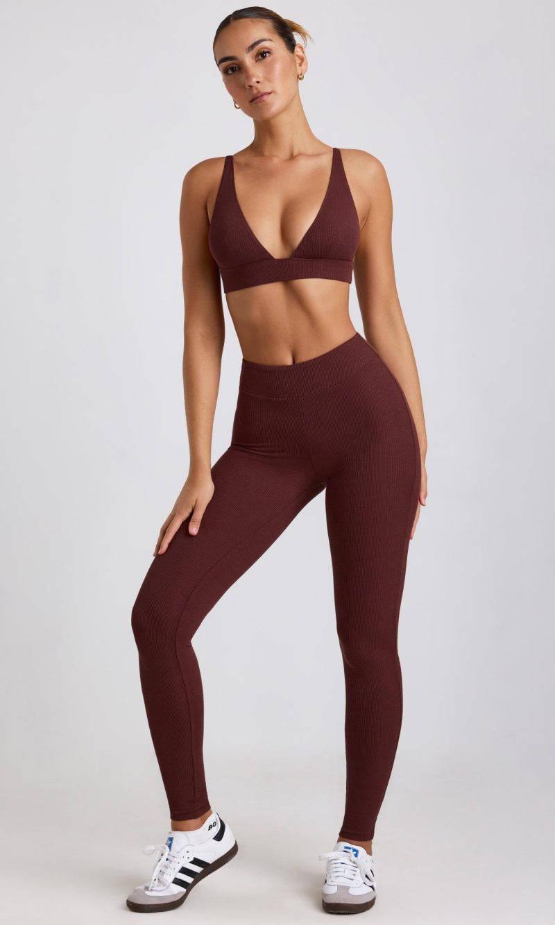Ribbed Modal High Waist Leggings in Espresso