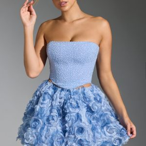 Embellished Corset Top in Blue