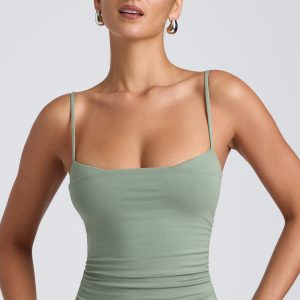 Modal Ruched Layered Tank Top in Sage Green