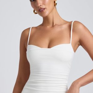 Modal Ruched Layered Tank Top in White