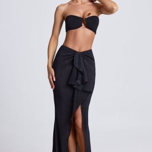 Ruffle-Trim Maxi Skirt in Black