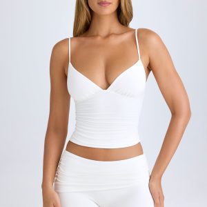 Modal Ruched Mini Shorts in White