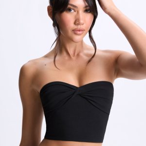 Twist-Front Bandeau Top in Black