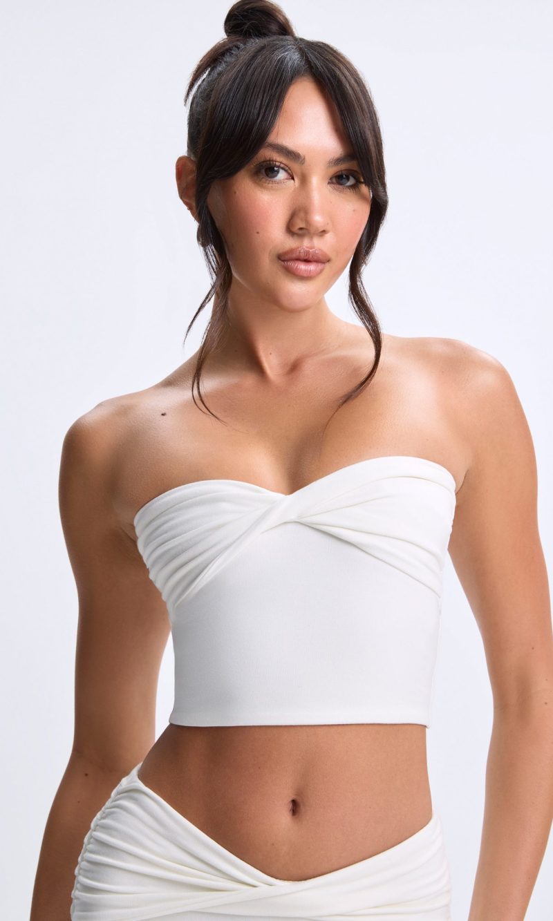 Twist-Front Bandeau Top in White