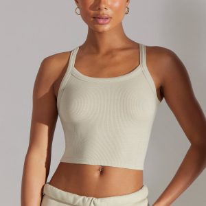 Soft Rib Tank Top in Limestone