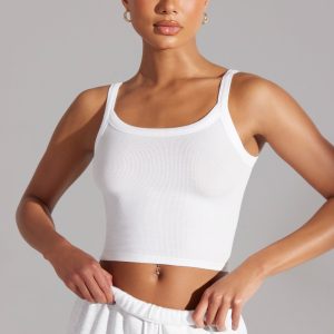 Soft Rib Tank Top in White