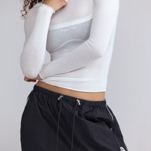 Sheer Long-Sleeve Top in White
