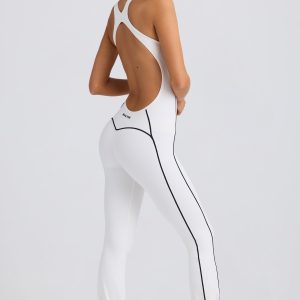 Soft Active Open-Back Jumpsuit in White