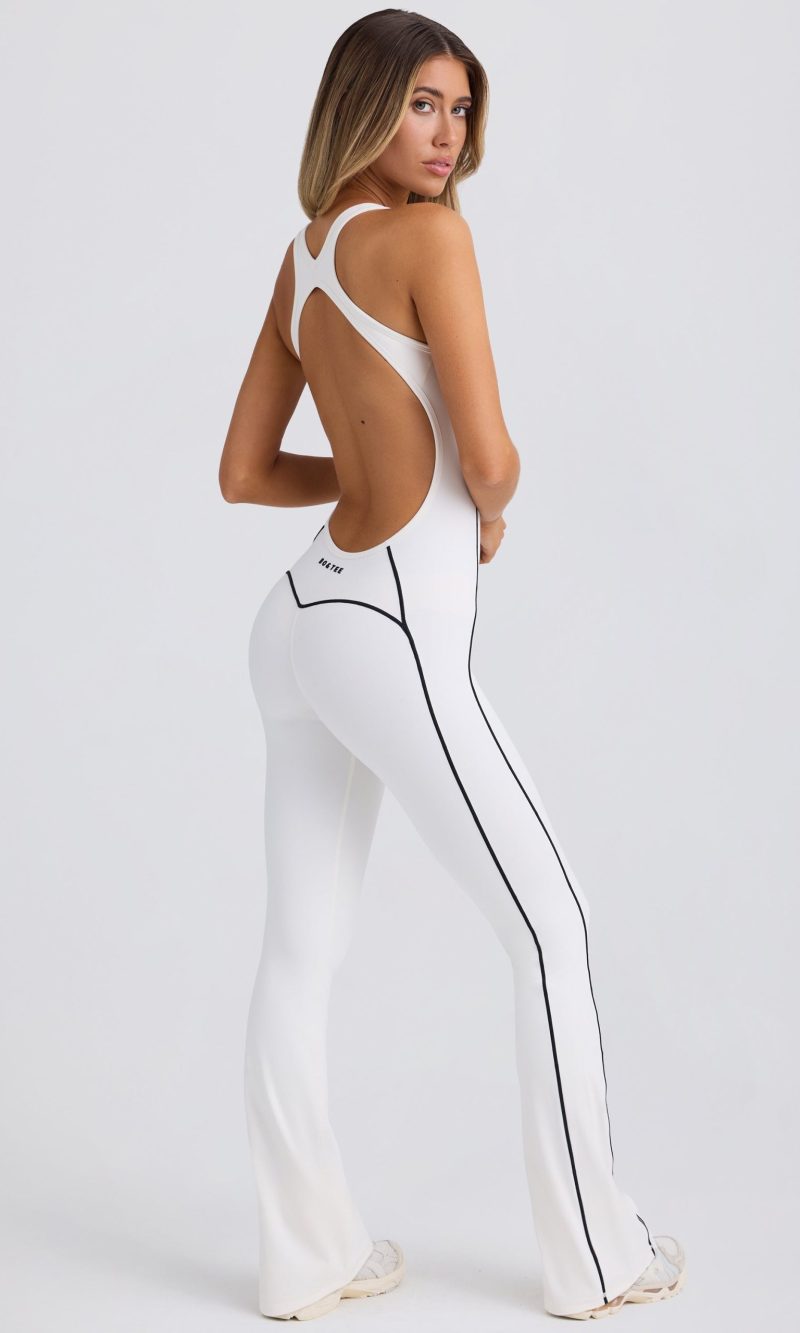 Soft Active Open-Back Jumpsuit in White