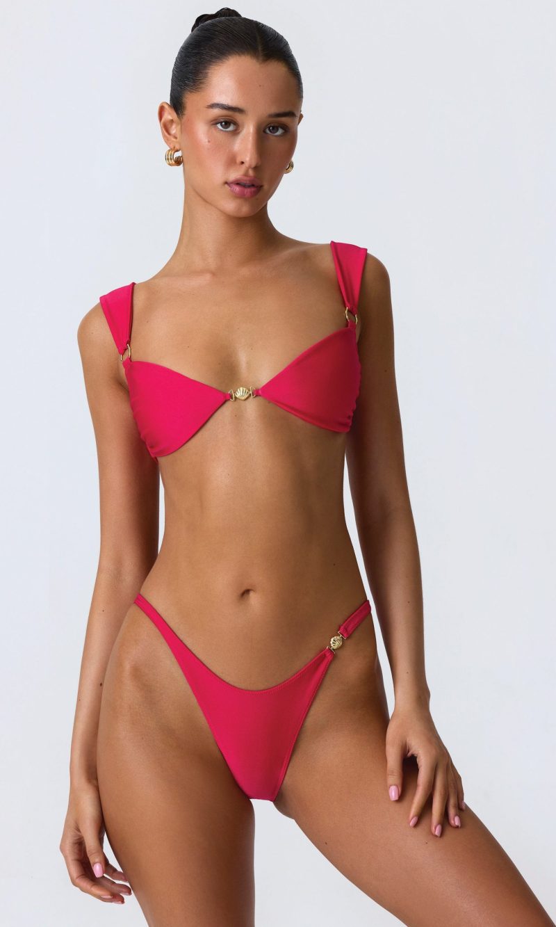 Embellished Bikini Top in Raspberry Pink