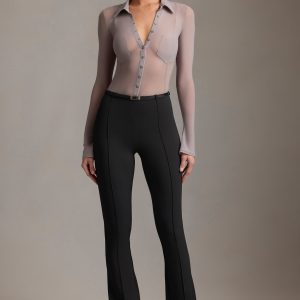 Low-Rise Flared Trousers in Black