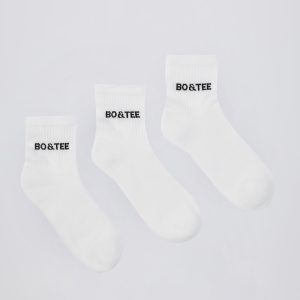 Ribbed Half-Crew Sock Bundle in White
