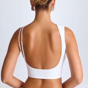 Draped Open-Back Tank Top in White