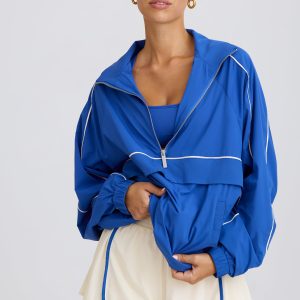 Oversized Track Jacket in Cobalt