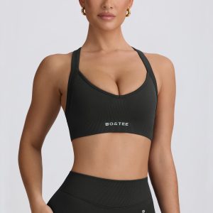 Super Sculpt Seamless Cross-Back Sports Bra in Ash