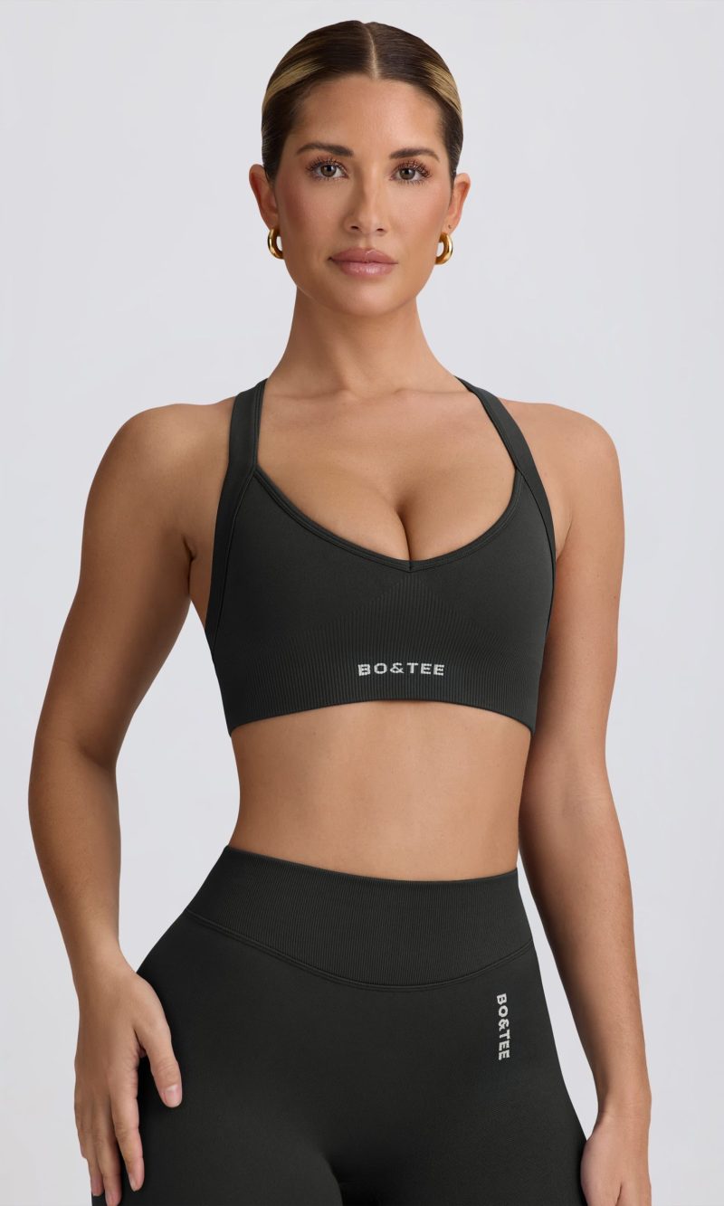 Super Sculpt Seamless Cross-Back Sports Bra in Ash