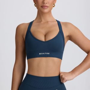 Super Sculpt Seamless Cross-Back Sports Bra in Blue