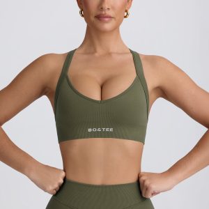 Super Sculpt Seamless Cross-Back Sports Bra in Light Green