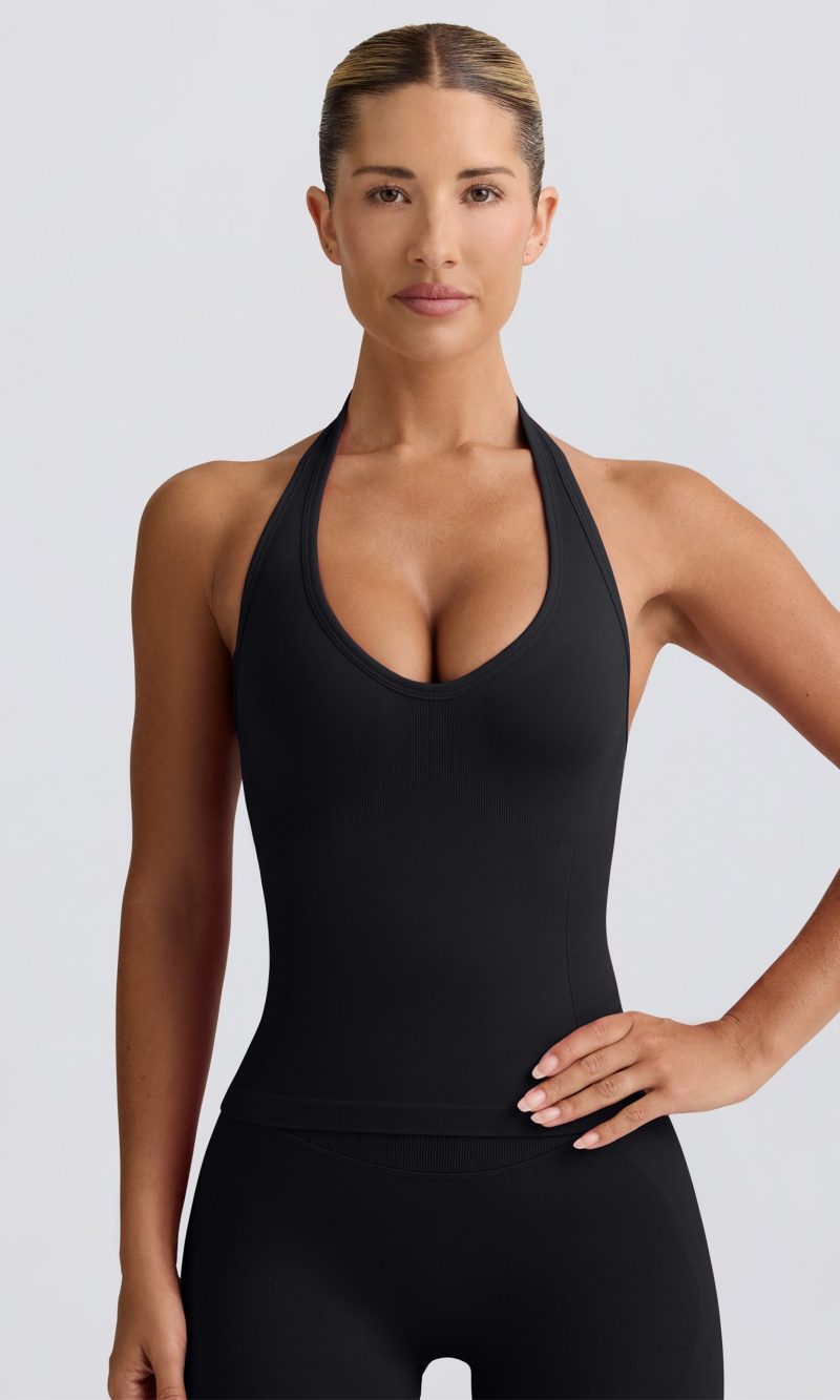 Define Luxe Halterneck Tank Top in Black