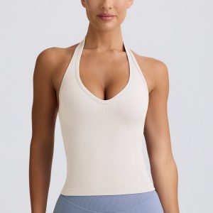 Define Luxe Halterneck Tank Top in White