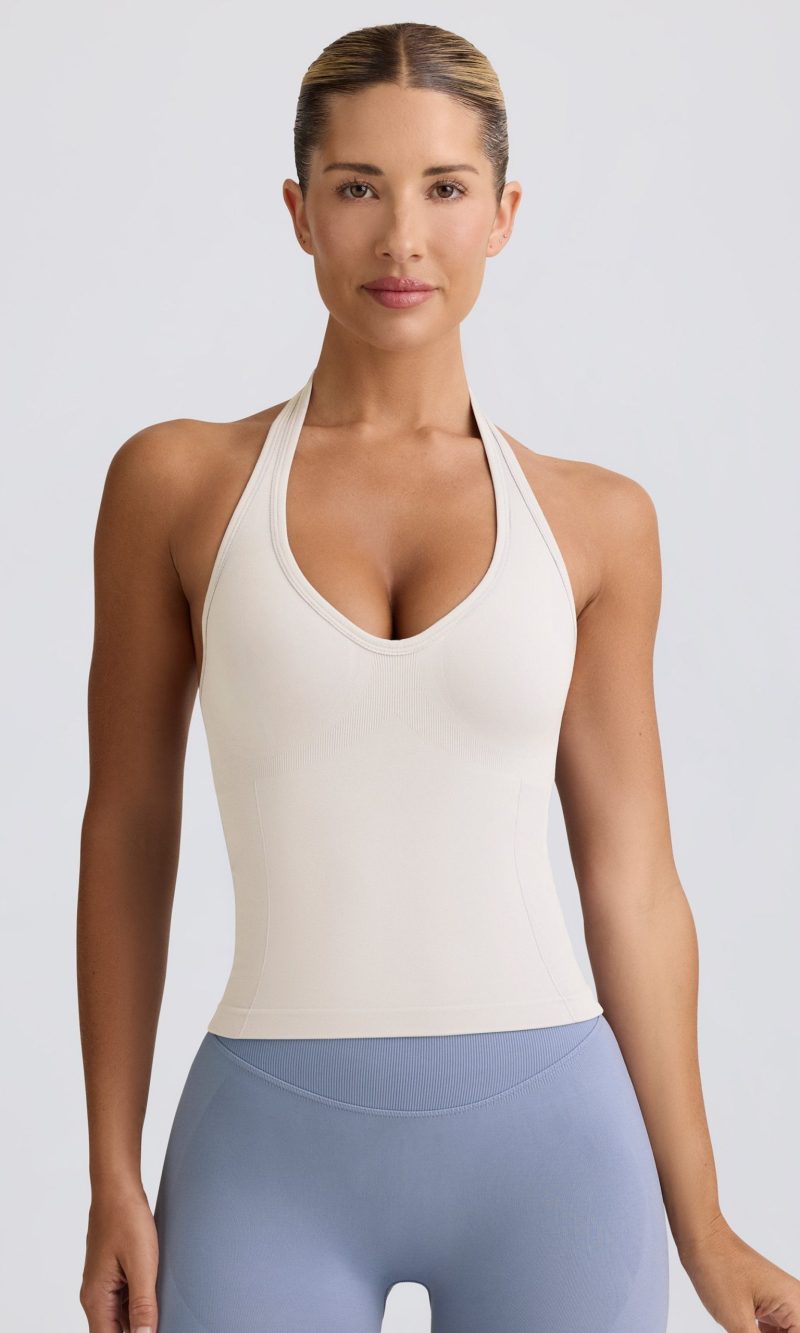 Define Luxe Halterneck Tank Top in White
