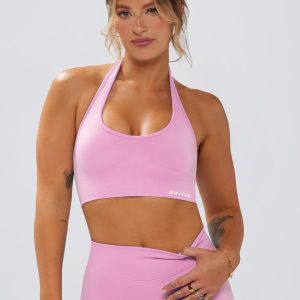 Define Luxe Halterneck Sports Bra in Rose