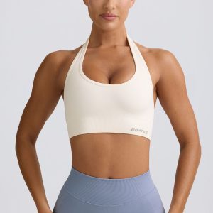Define Luxe Halterneck Sports Bra in White