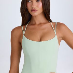 Halterneck Corset Top in Green