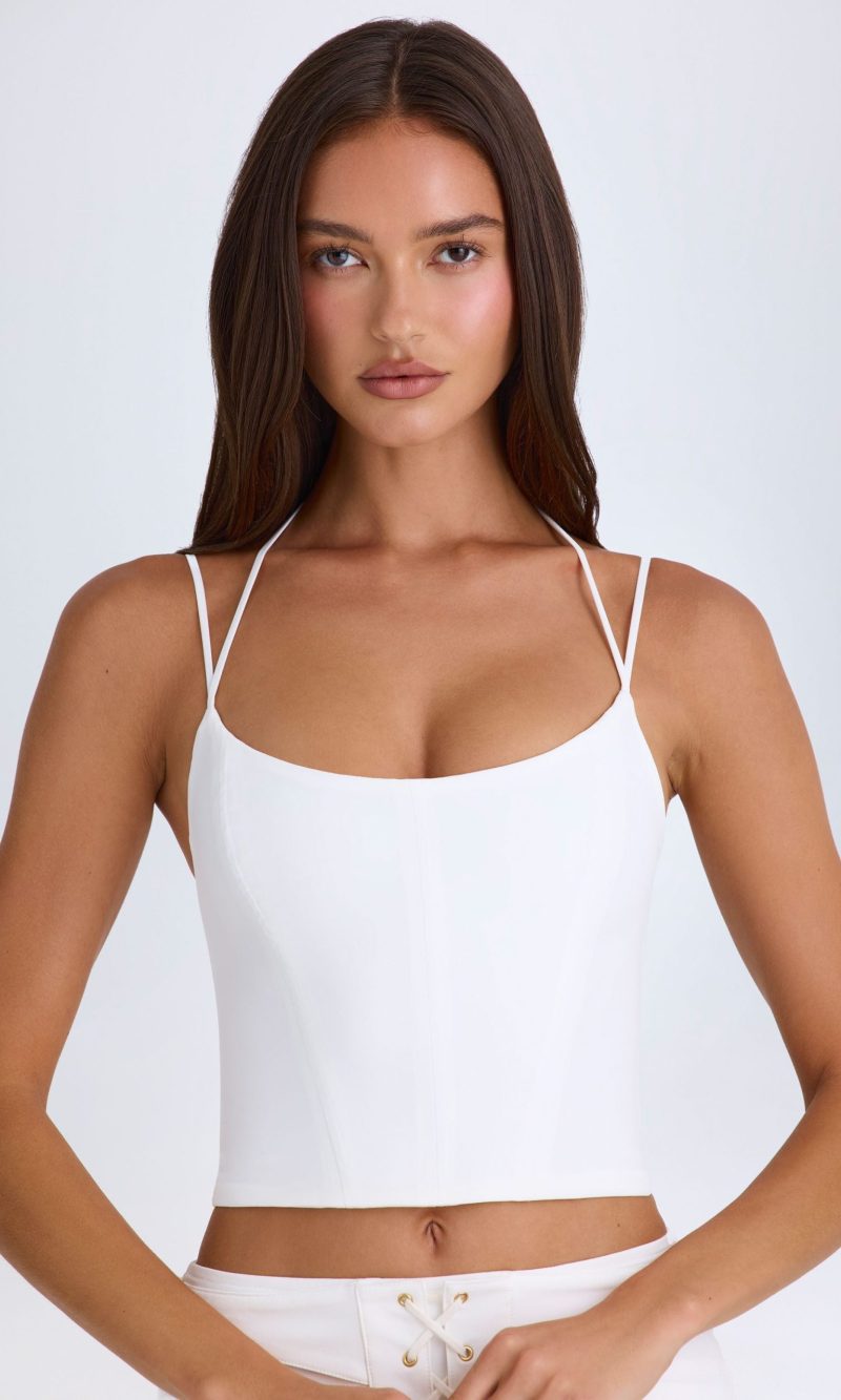 Halterneck Corset Top in White
