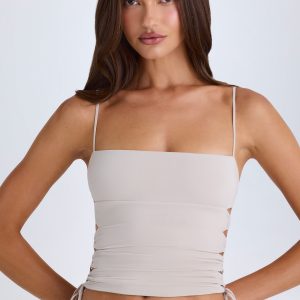 Ruched Cut-Out Top in Taupe