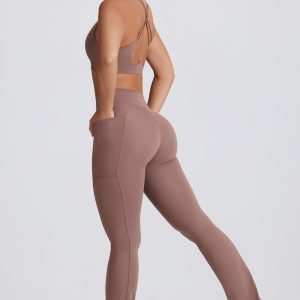 Soft Active Crossover Flared Trousers in Mocha
