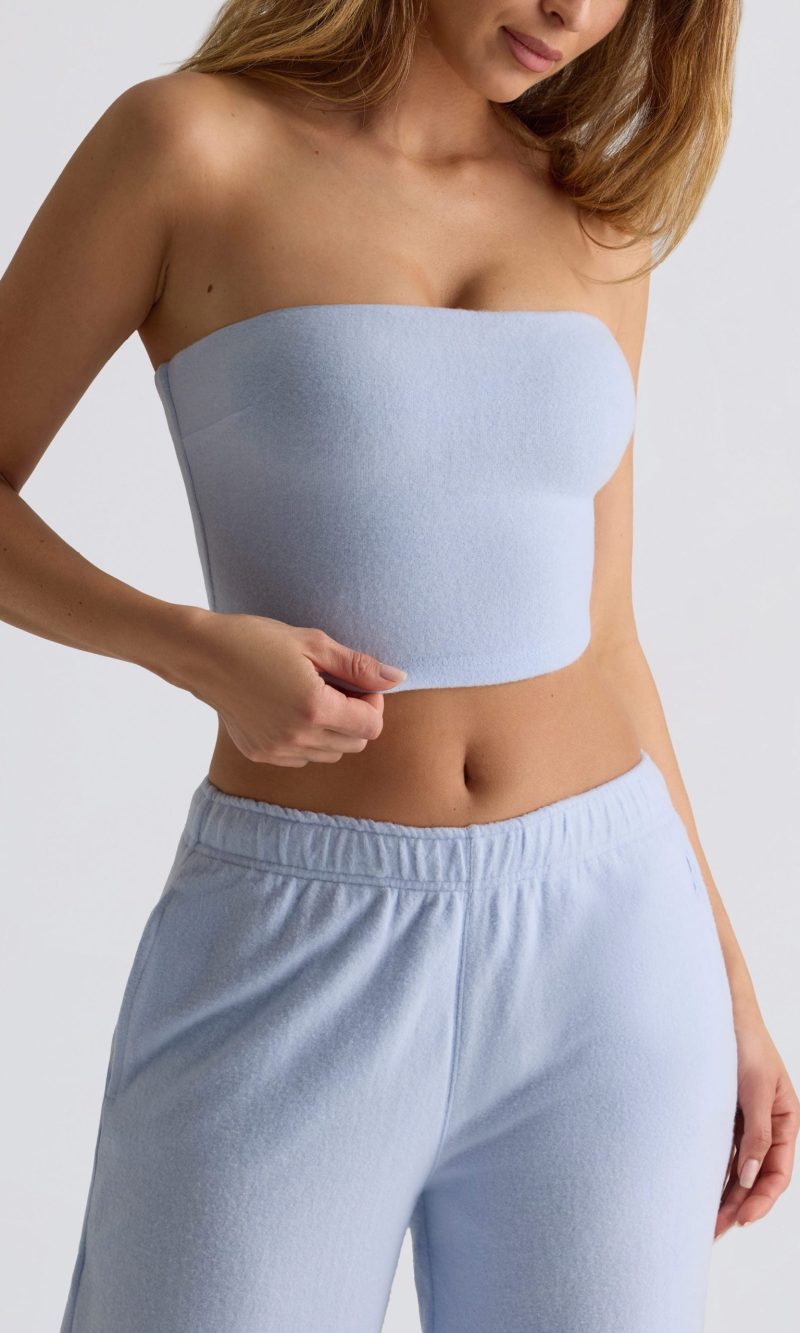 Brushed Jersey Bandeau Top in Soft Blue